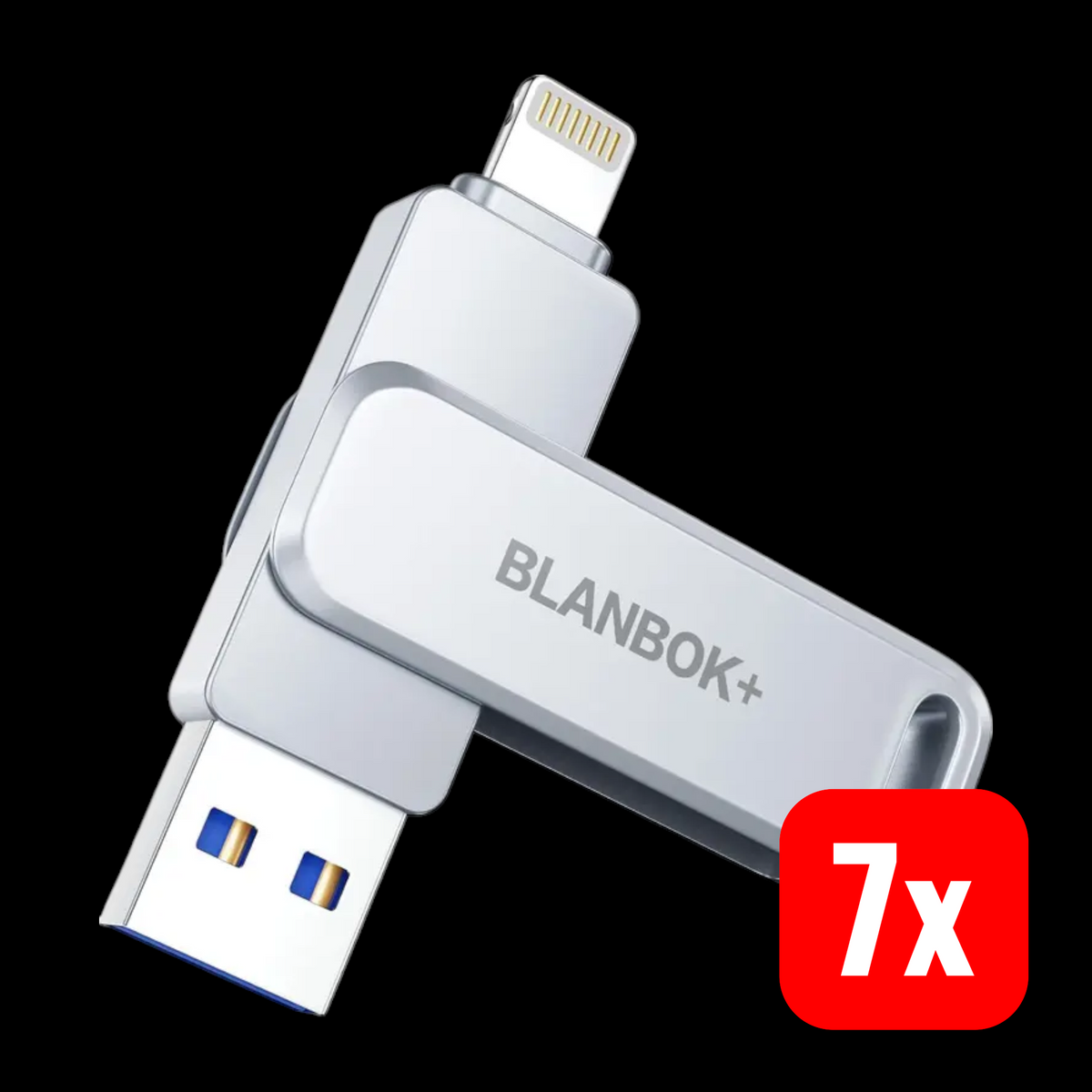 BLANBOK+ USB Speicherstick Photostick iPhone iPad Android Silber 128 GB 7 STÜCK - 0799793771210