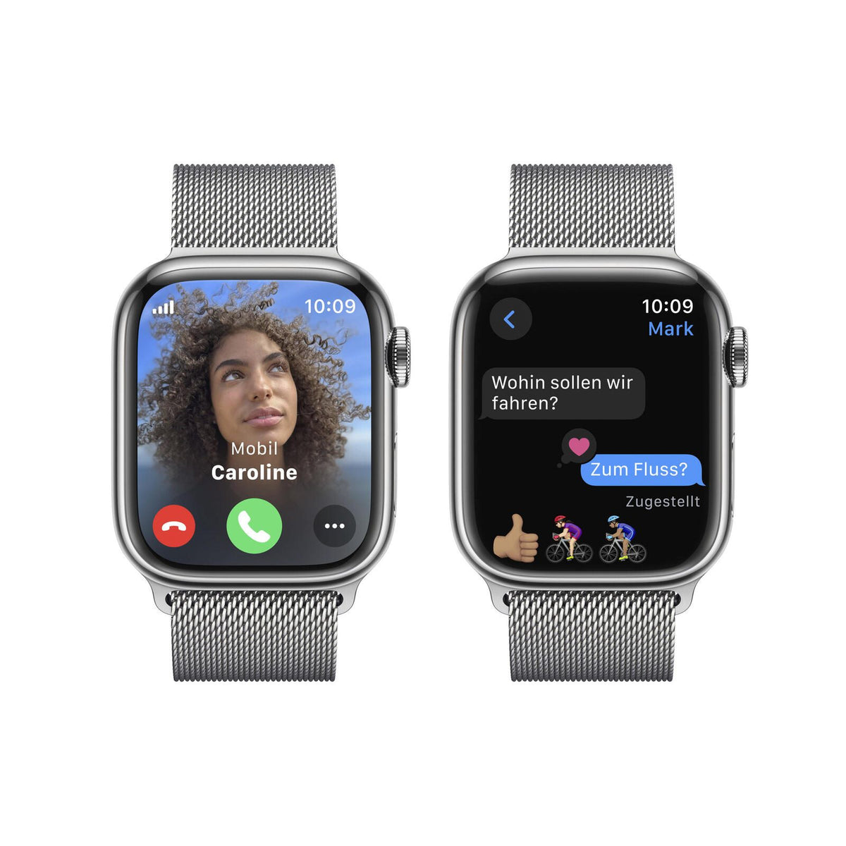 Apple Watch Uhr Smartwatch S9 LTE 45 mm Stahl Silber GPS 64 GB OLED Onesize - 0195949025464