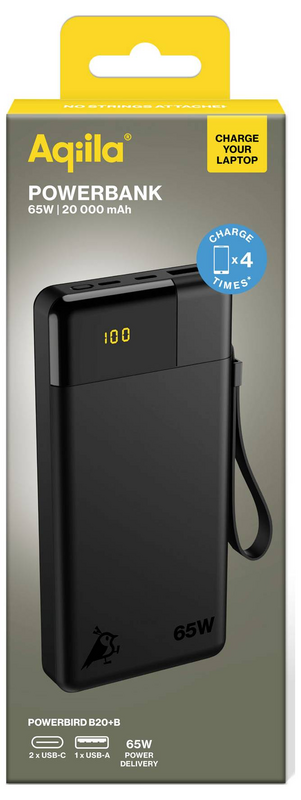 B-Ware Aqiila Powerbird B20+ Powerbank Ladegerät Schwarz 20000m Ah Usb C 65 W Akku28 - 8716778931966