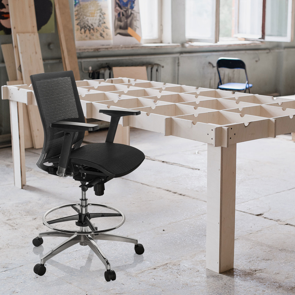 B-Ware Hjh Office Arbeitsstuhl Counterstuhl Top Work 78 Netzstoff Höhenverstellbar666