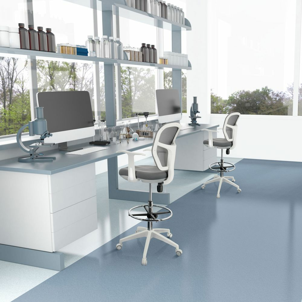 B-Ware Hjh Office Arbeitsstuhl Counterstuhl Top Work 108 W Netzstoff Grau - 4064323020264