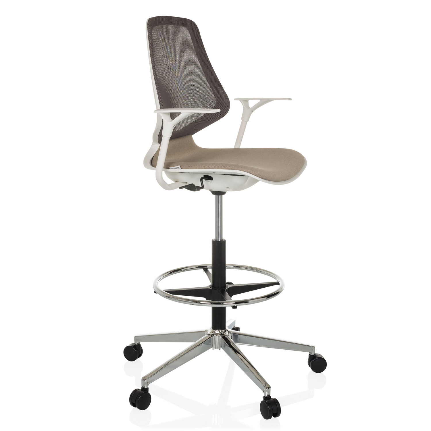B-Ware Hjh Office Arbeitsstuhl Counterstuhl Top Work Style Stoff Beige Stuhl Möbel Sitz - 4064323038962