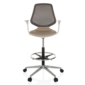 B-Ware Hjh Office Arbeitsstuhl Counterstuhl Top Work Style Stoff Beige Stuhl Möbel Sitz