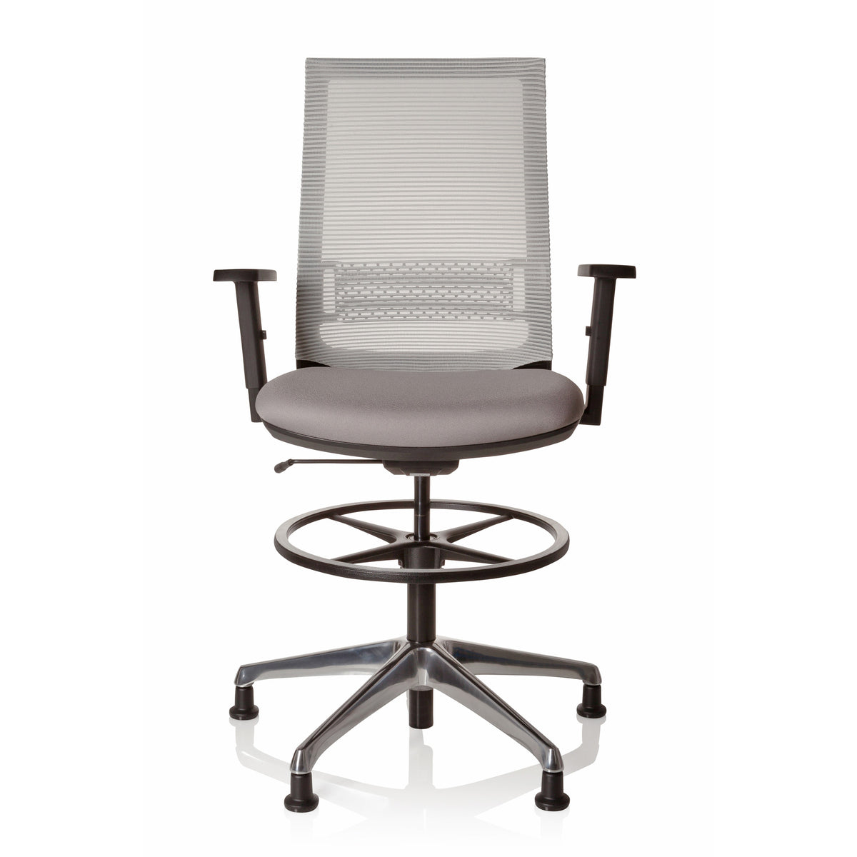 hjh OFFICE Arbeitsstuhl Counterstuhl Drehstuhl TOP WORK 99 Netzstoff grau h34 - 4251084663315