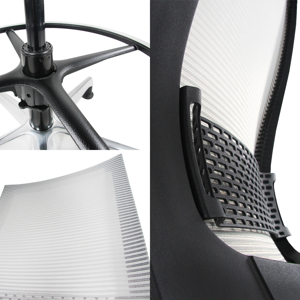 B-Ware Hjh Office Arbeitsstuhl Counterstuhl Drehstuhl Top Work 99 Netzstoff Grau H34 - 4251084663315