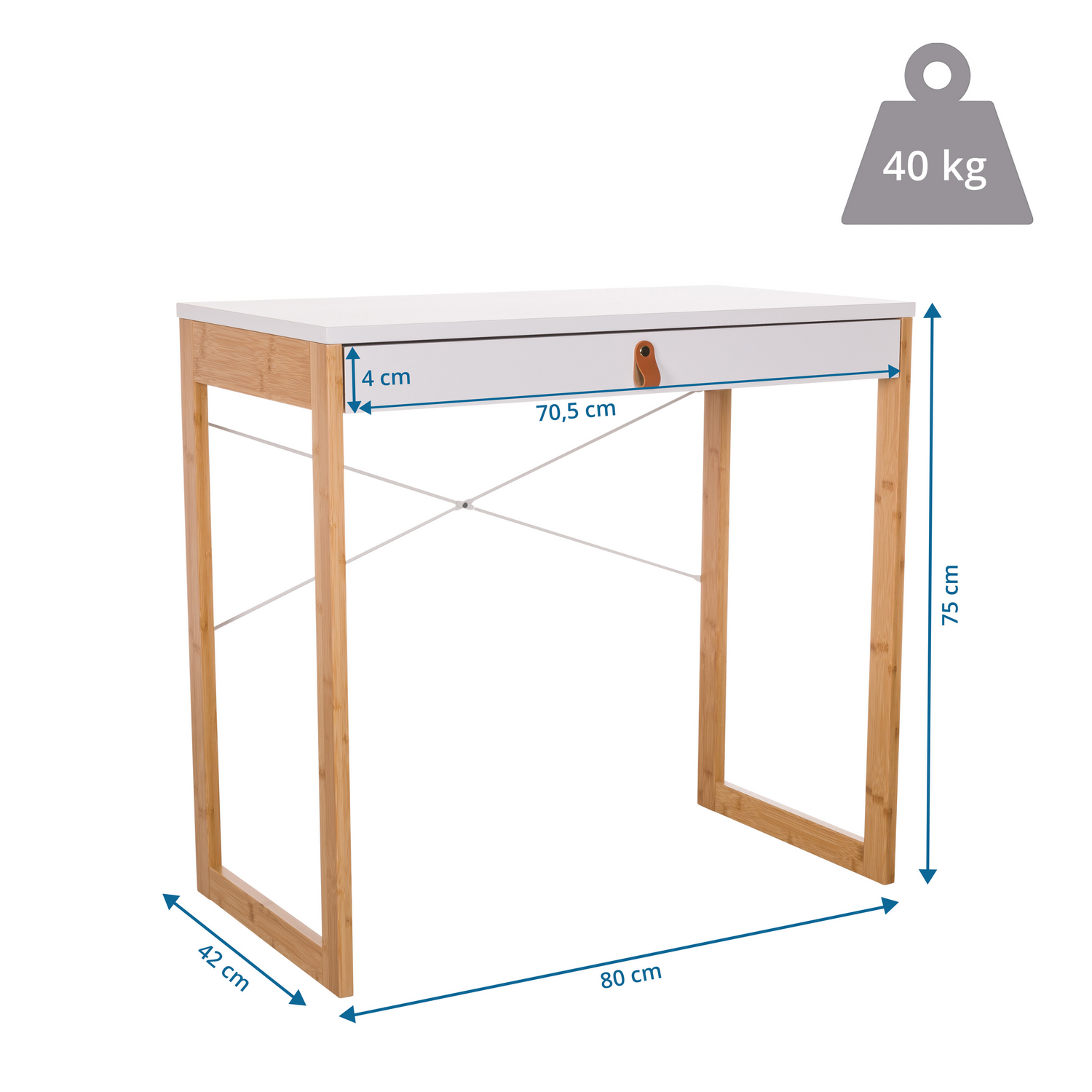 B-Ware Hjh Living Arbeitstisch Schreibtisch Tarolo Ii Weiß Homeoffice Schublade 80x42