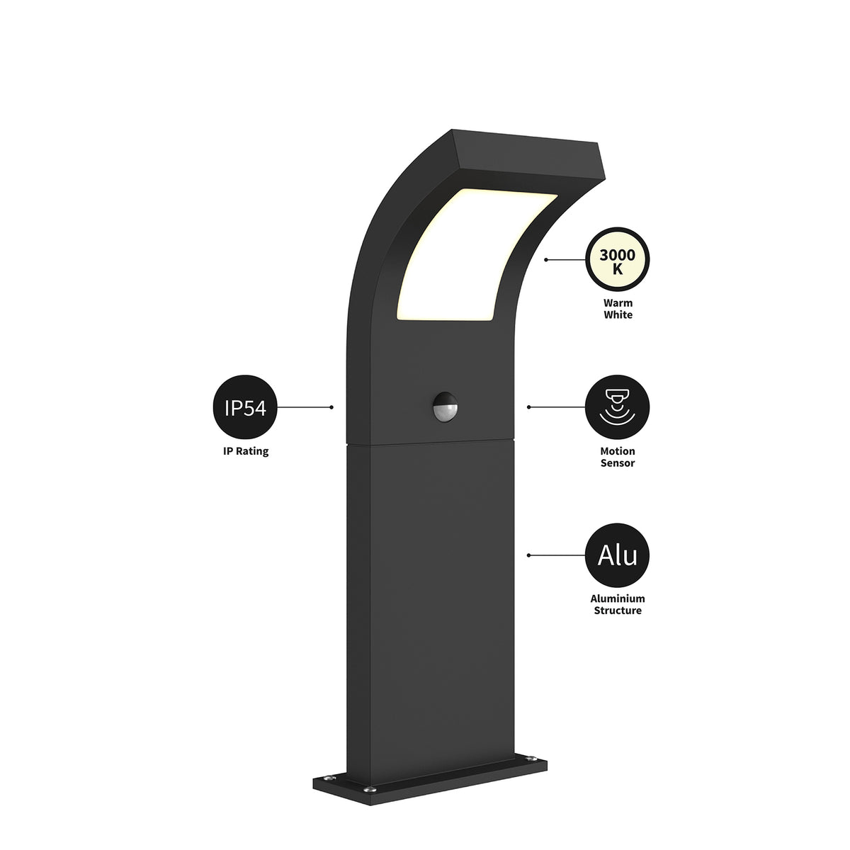 Arcchio Wegeleuchte Gartenlampe LED Sensor Bewegungssensor Advik grafitgrau Auße - 4251096566376