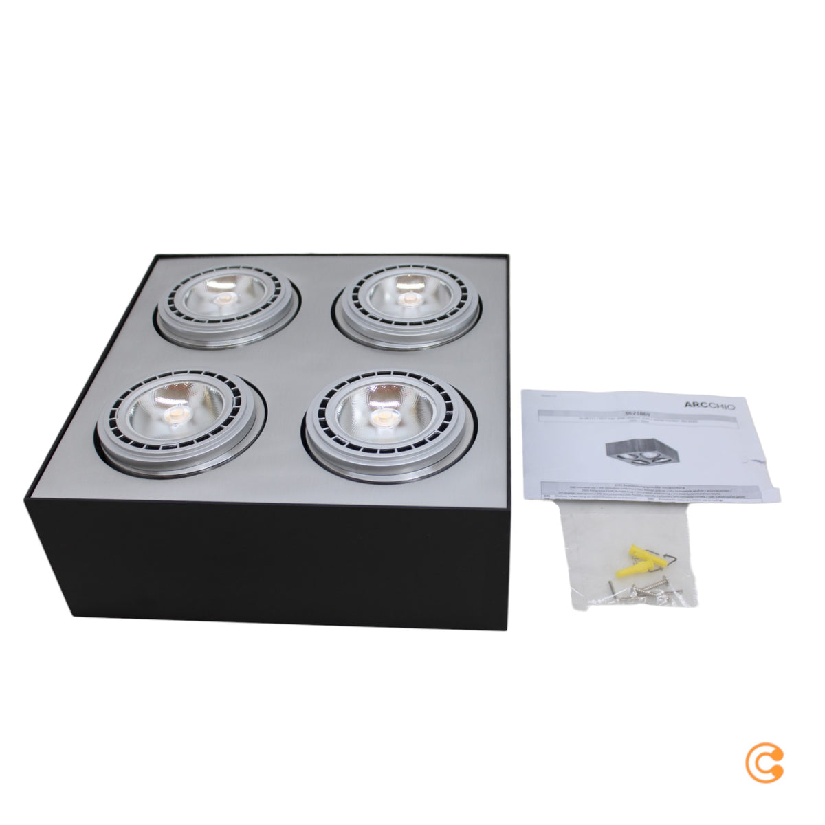 Arcchio Dwight LED-Deckenlampe in Schwarz, 4-fl. - 4251096560978