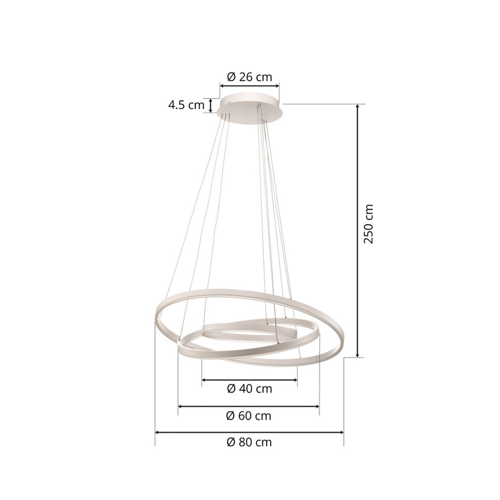 Arcchio Led Hängeleuchte Pendelleuchte Albiona Weiß 3 Ringe ø 80 Cm Esszimmer B-Ware - 4251911750485