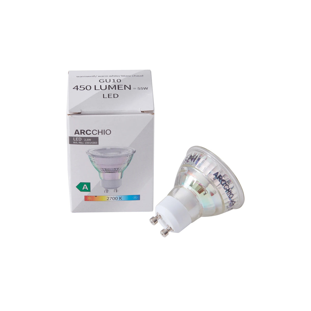 Arcchio LED-Leuchtmittel Leuchtmittel GU10 PAR16 2,5W klar 2.700 K 450lm 6 STÜCK - 4251911767896