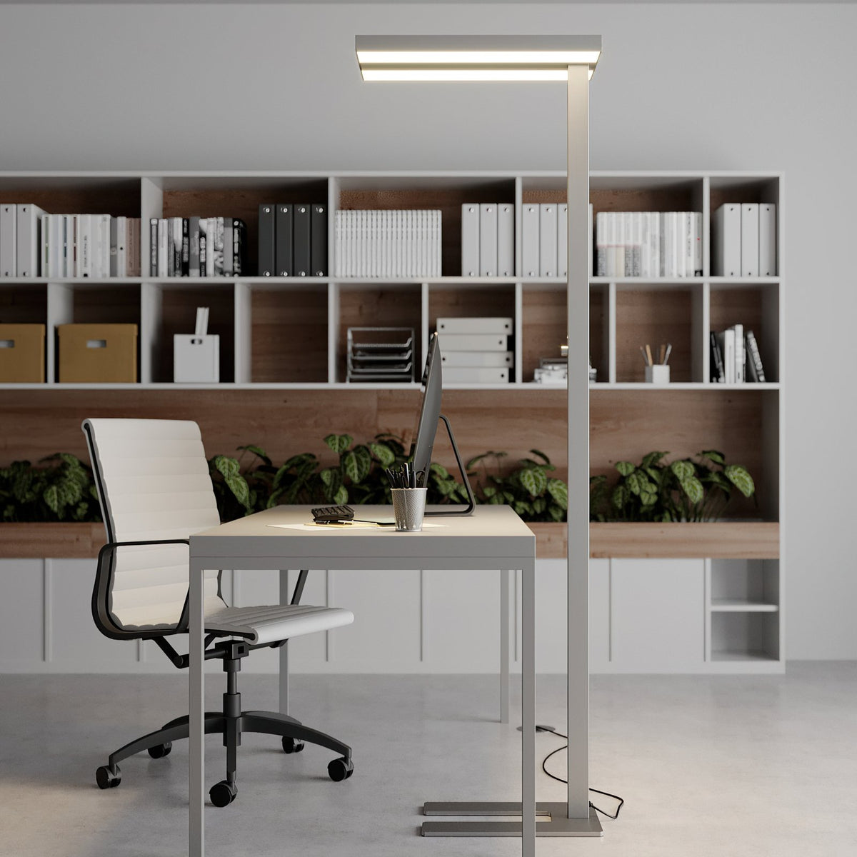 Arcchio Stehlampe Büroleuchte LED Logan silber Dimmer Office dimmbar285 - 4251096526974
