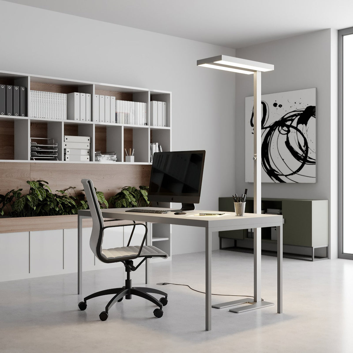 Arcchio Stehlampe Büroleuchte LED Logan silber Dimmer Office dimmbar285 - 4251096526974