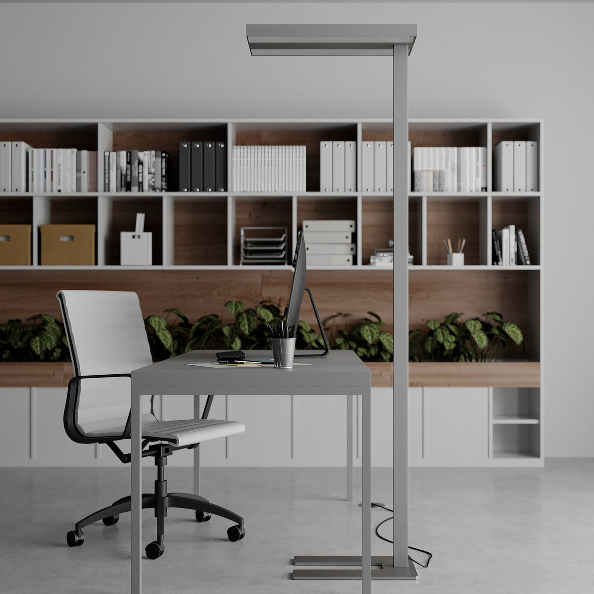 Arcchio Stehlampe Büroleuchte LED Logan silber Dimmer Office dimmbar285 - 4251096526974
