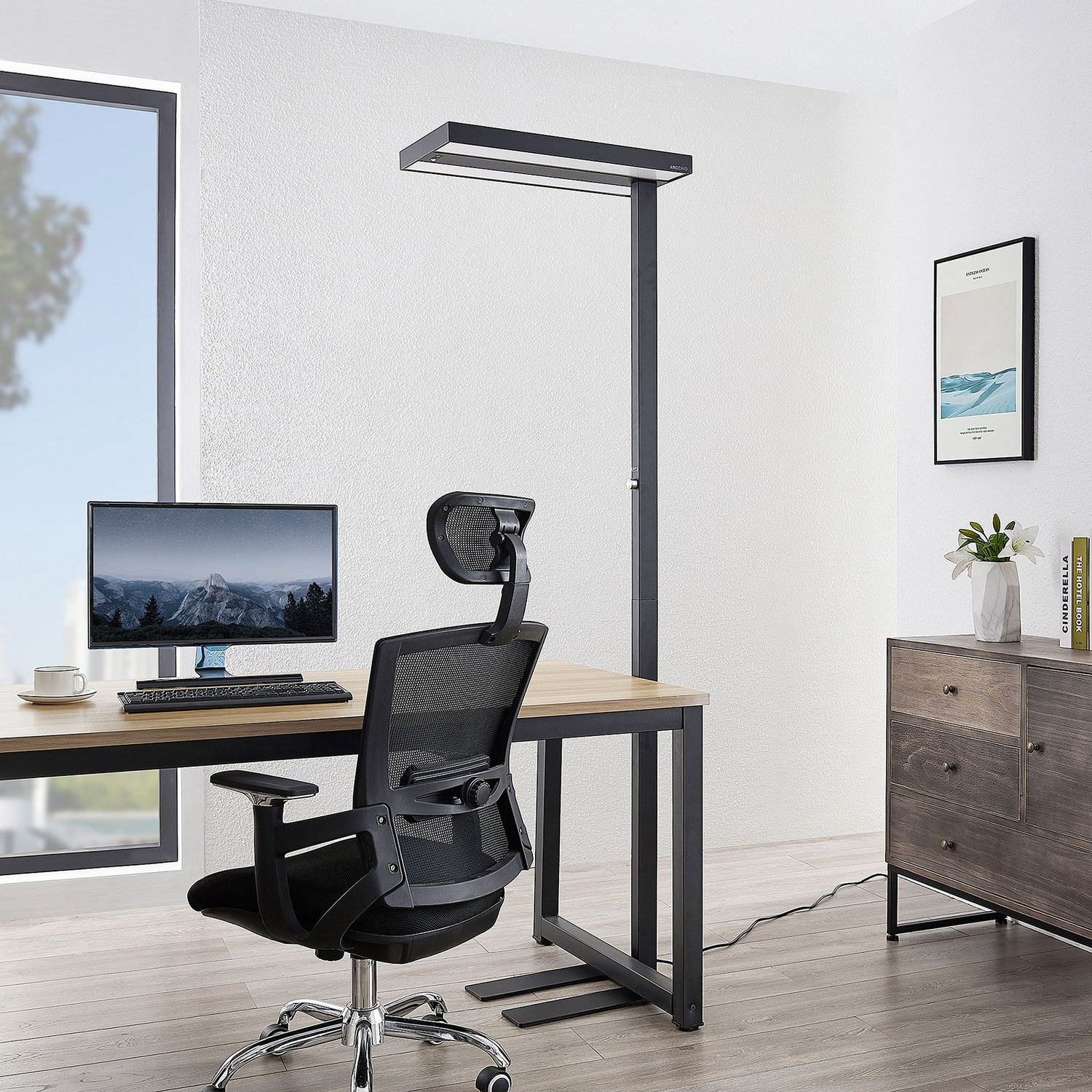 B-Ware Arcchio Nelvana Led Sensor Stehlampe Stehleuchte Bürolampe Lampe Leuchte Schwarz