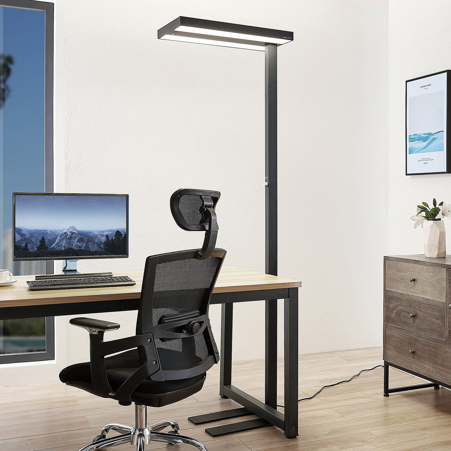 B-Ware Arcchio Nelvana Led Sensor Stehlampe Stehleuchte Bürolampe Lampe Leuchte Schwarz