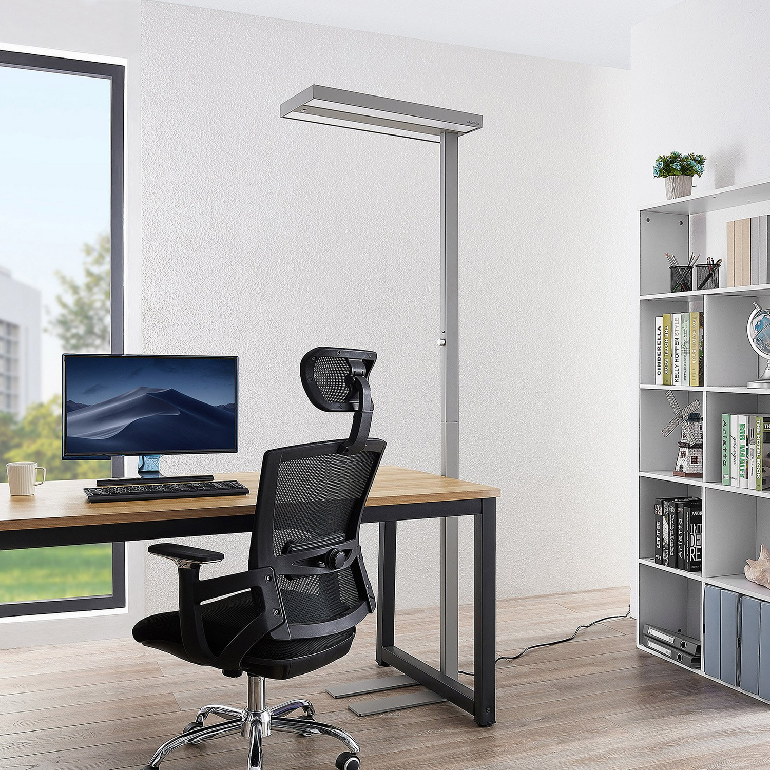 B-Ware Arcchio Stehleuchte Büroleuchte Led Silber Logan Pro Sensor Dimmbar