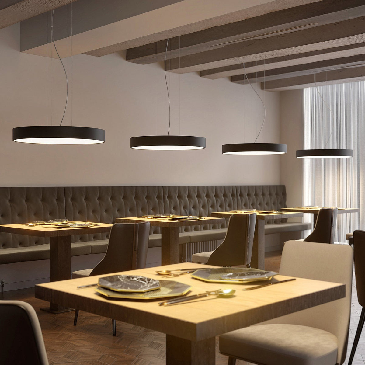 Arcchio Pendelleuchte Hängelampe Noabelle LED schwarz 80 cm Wohnbereich Esszimme - 4251096597394