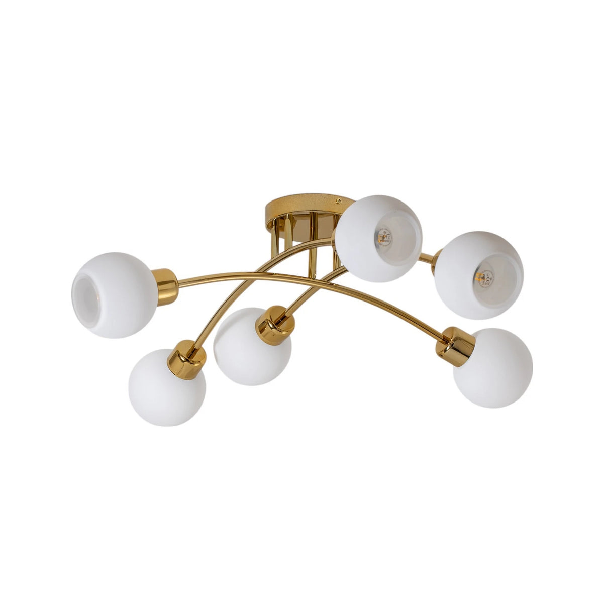 Argon Deckenleuchte Lampe Marlo messingfarben Opalglas Stahl Glas weiß 6 flammig - 5902553237955