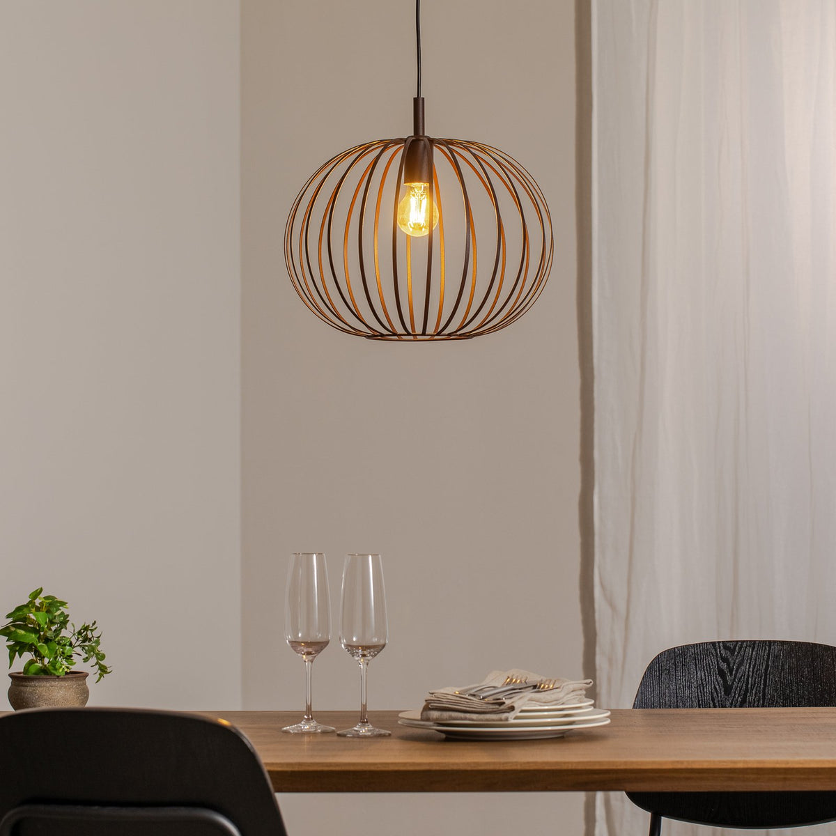 Argon Pendelleuchte Hängelampe Valor dunkelbraun Stahl Ø 40 cm E27 dimmbar - 5902553234220