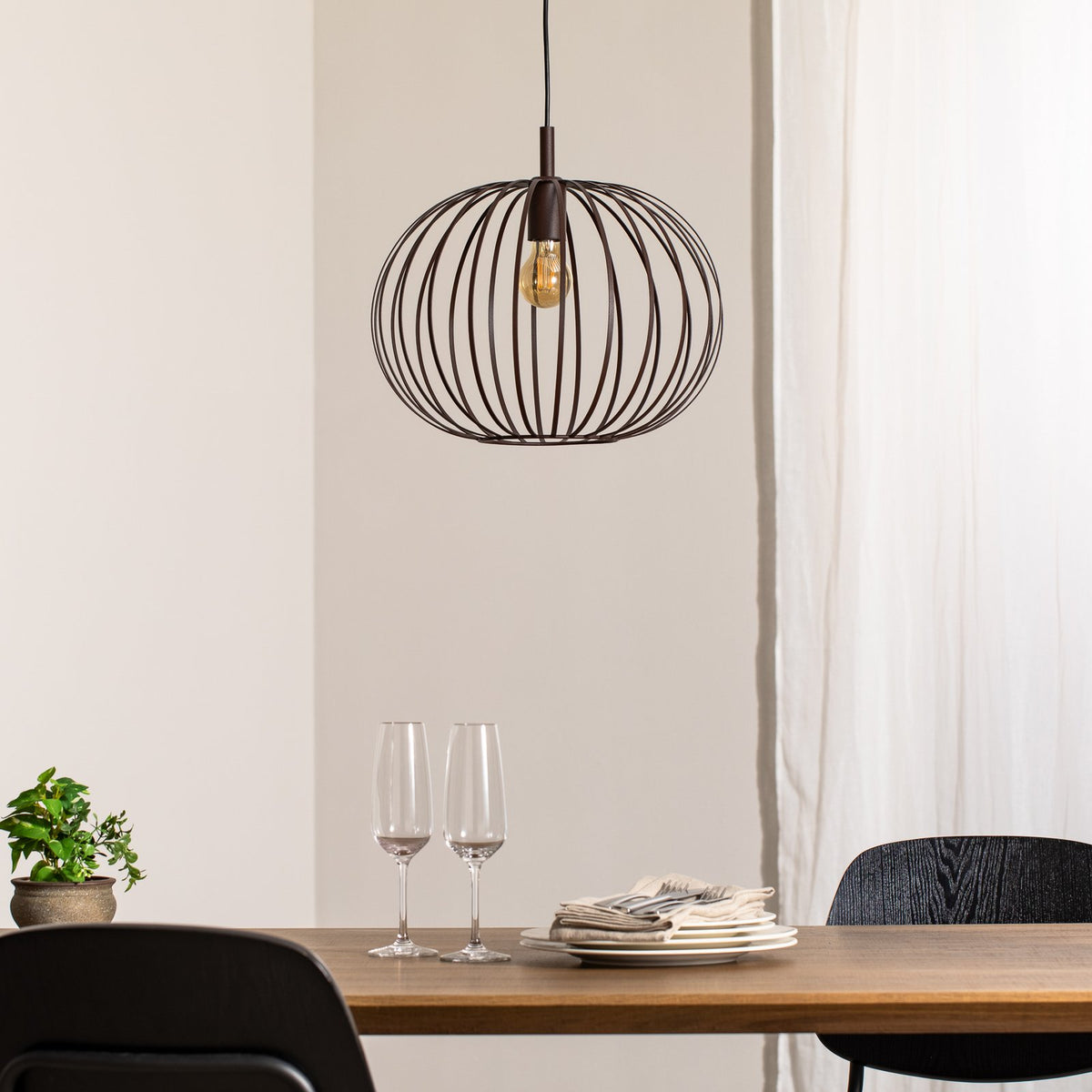 Argon Pendelleuchte Hängelampe Valor dunkelbraun Stahl Ø 40 cm E27 dimmbar - 5902553234220