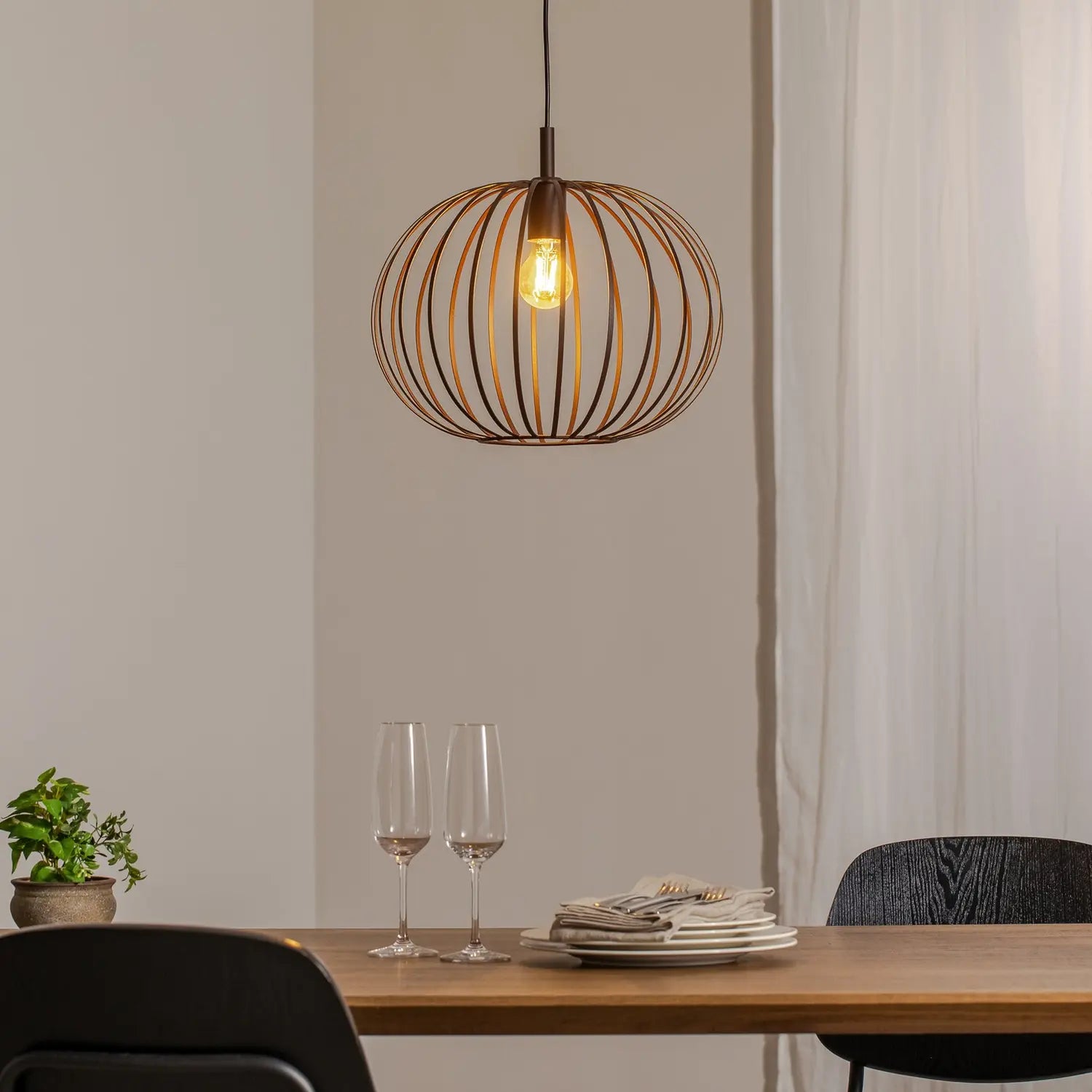 B-Ware Argon Pendelleuchte Hängelampe Valor Dunkelbraun Stahl ø 40 Cm E27 Dimmbar - 5902553234220