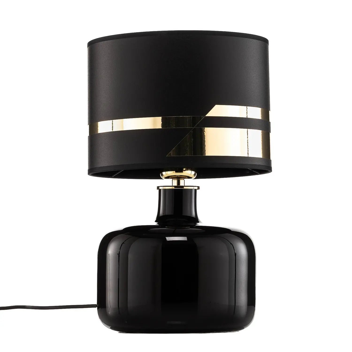 B-Ware Argon Tischlampe Leuchte Bodo Glasfuß Schirm Schwarz Gold Messing Dekor E27 Led - 5902553215199