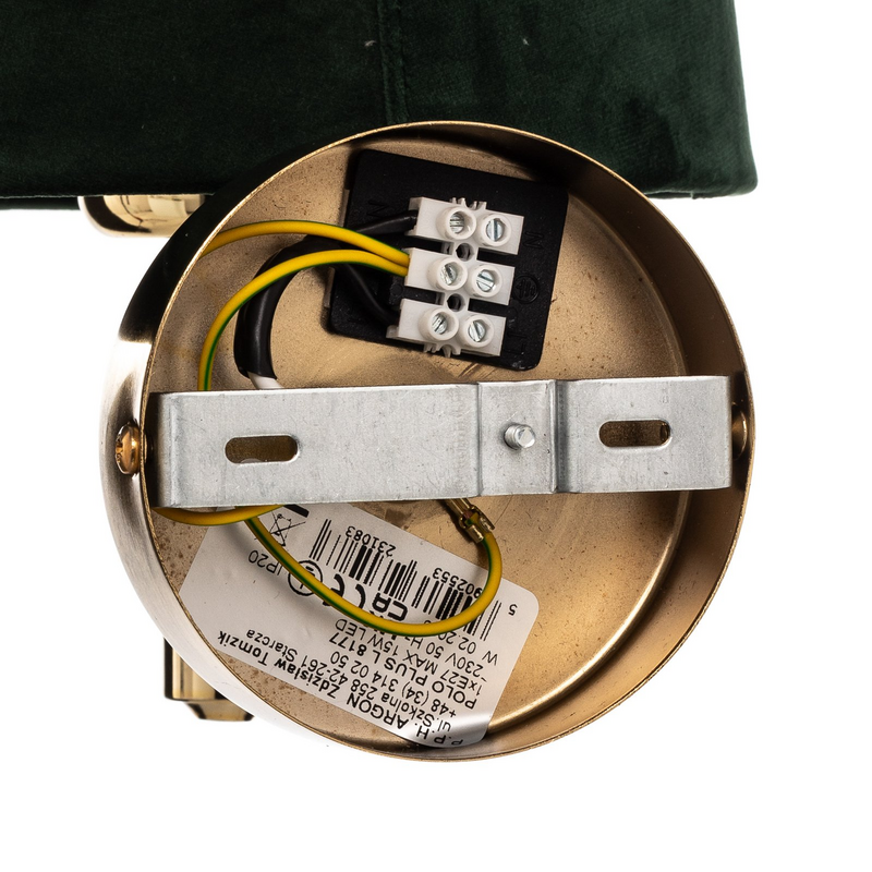 Argon Wandleuchte Lampe Polo Plus Textilschirm messing grün - 5902553231083