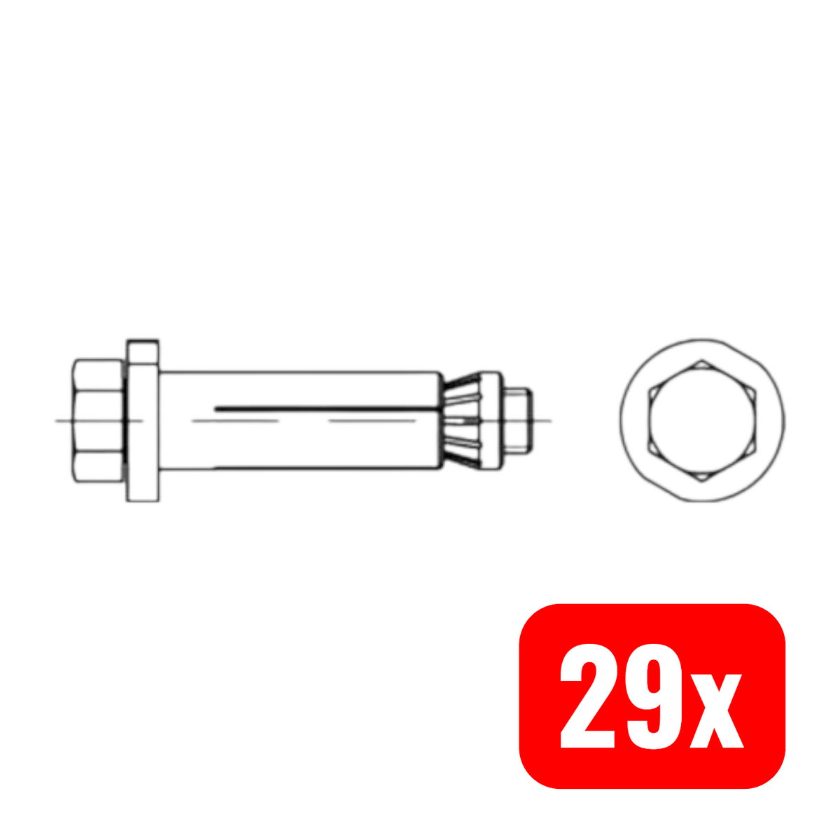Lindapter Schraube HB 82031 Bolzen Hollo Bolt Stahl feuerverzinkt 29 STÜCK - 4051426845153