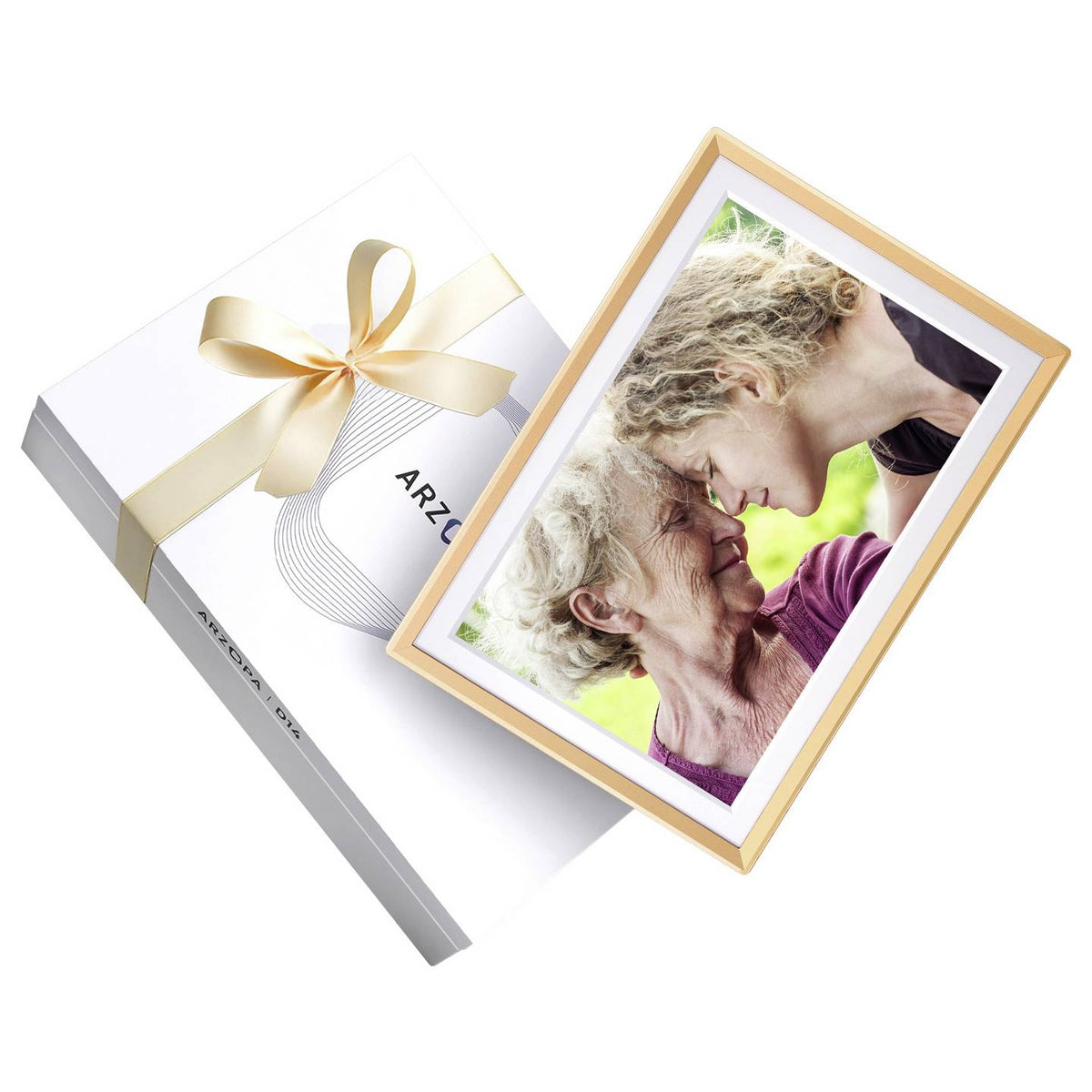 Arzopa Digitaler Bilderrahmen Fotorahmen WiFi FHD Touchscreen Gelbgold 14 Zoll - 4064161499055