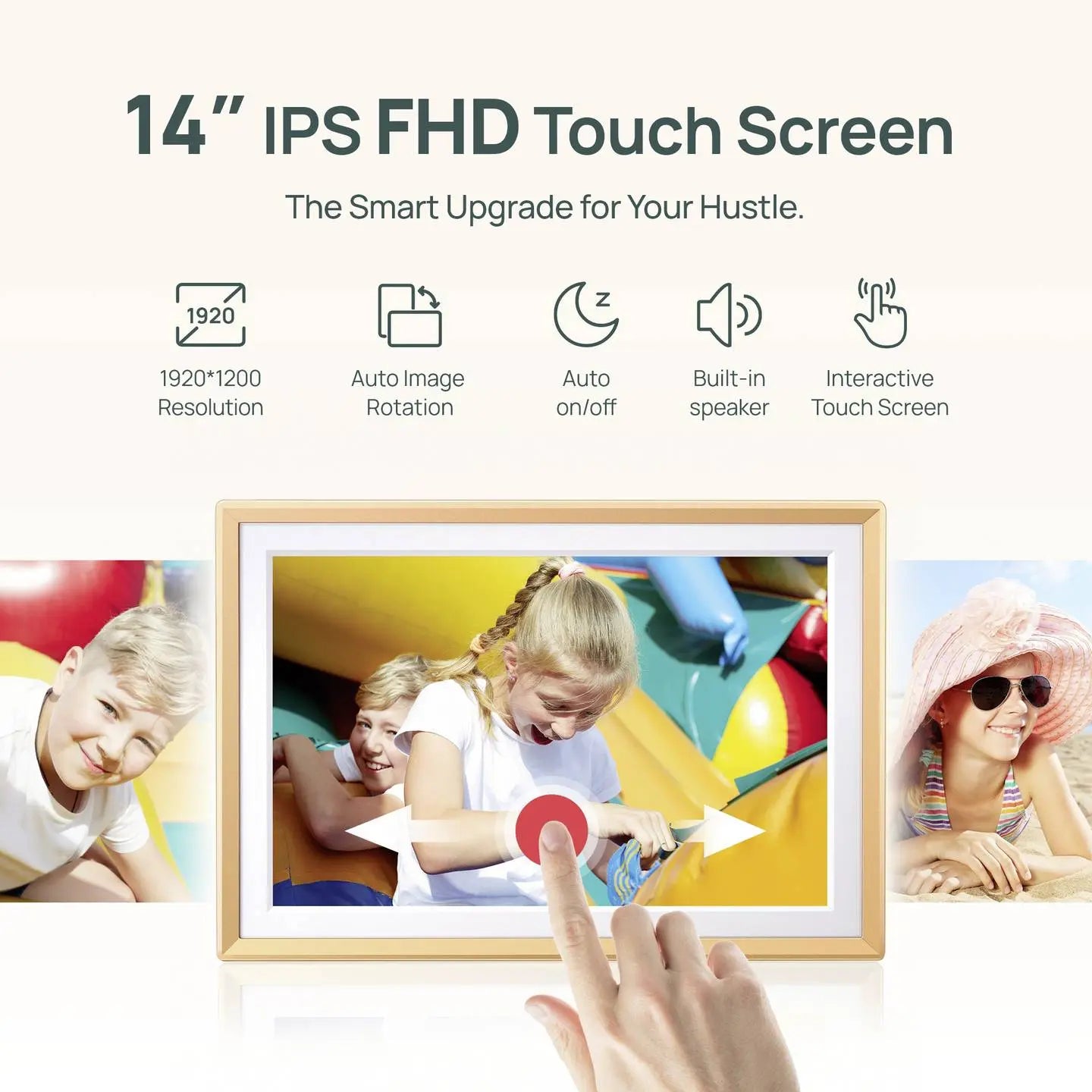 B-Ware Arzopa Digitaler Bilderrahmen Fotorahmen Wi Fi Fhd Touchscreen Gelbgold 14 Zoll - 4064161499055