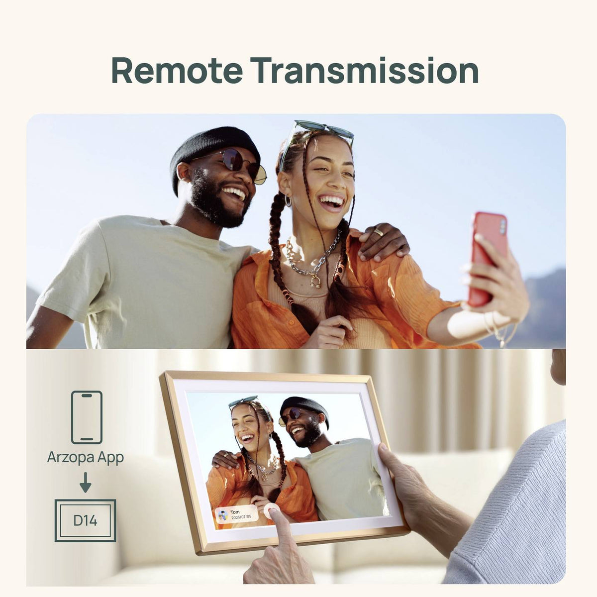 Arzopa Digitaler Bilderrahmen Fotorahmen WiFi FHD Touchscreen Gelbgold 14 Zoll - 4064161499055