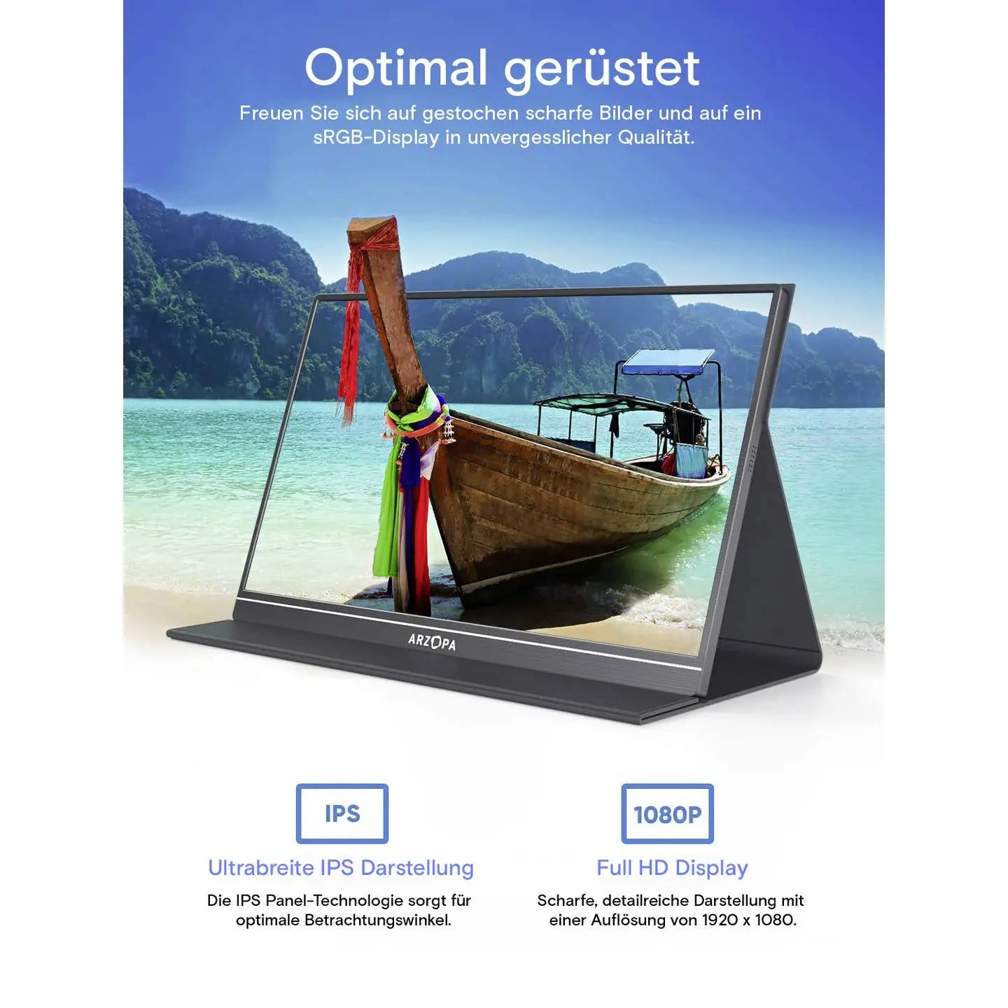 B-Ware Arzopa S1 Monitor Bildschirm Lcd Monitor 15.6 Zoll 1920 X 1080 Pixel Usb C Hdmi