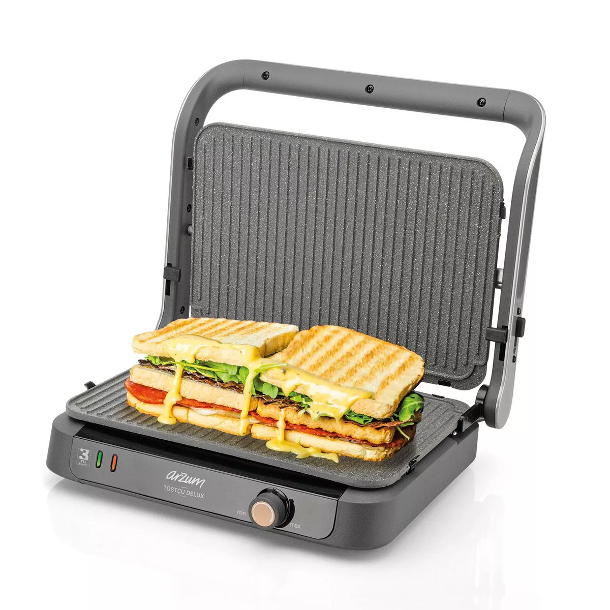 B-Ware Arzum Ar2001 Sandwichmaker Kontrollleuchte Grillfunktion Antihaftbeschichtung  - 8693184953501