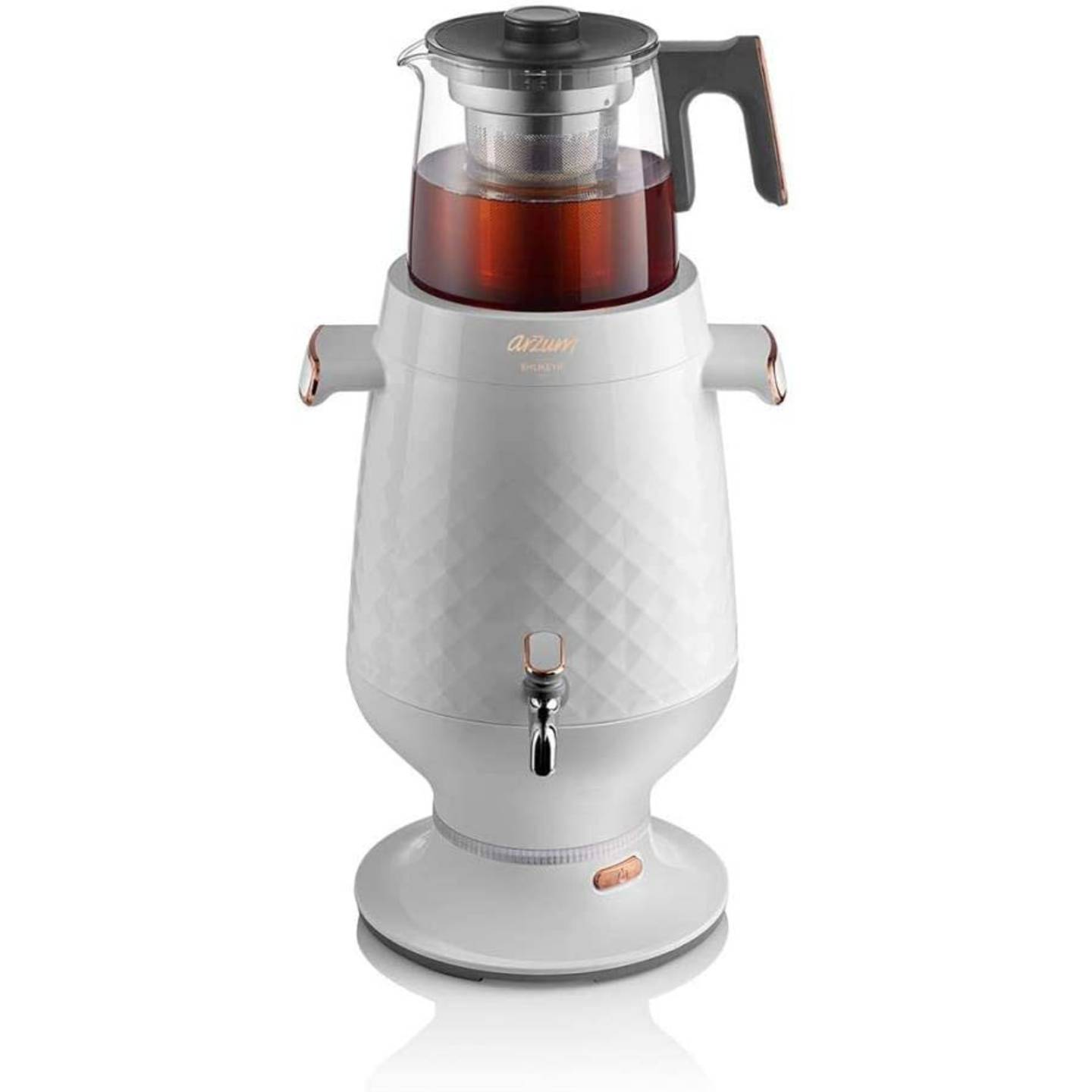 B-Ware Arzum Samowar Teebereiter Teemaschine Teekocher Wasserkocher Weiß585 - 8693184910160