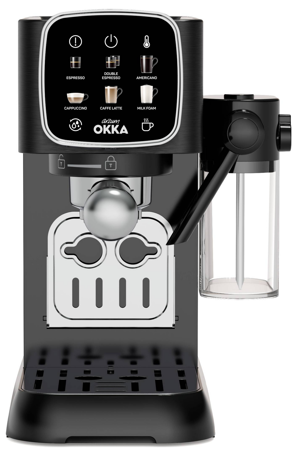Arzum Ok0032 0500 Espressomaschine Kaffeemaschine Siebträger Chrom Milchbehälter B-Ware - 8693184917718
