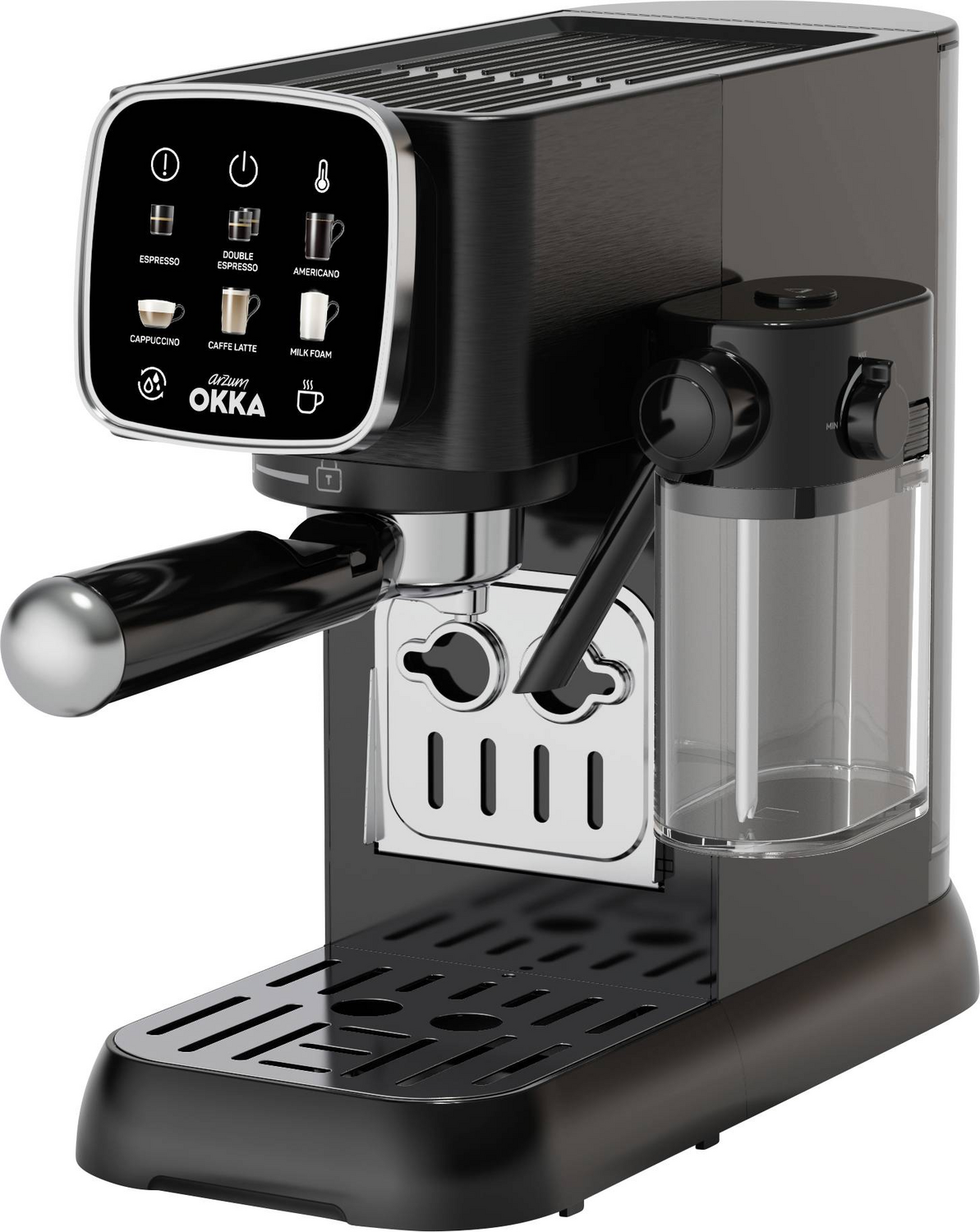 Arzum Ok0032 0500 Espressomaschine Kaffeemaschine Siebträger Chrom Milchbehälter B-Ware - 8693184917718