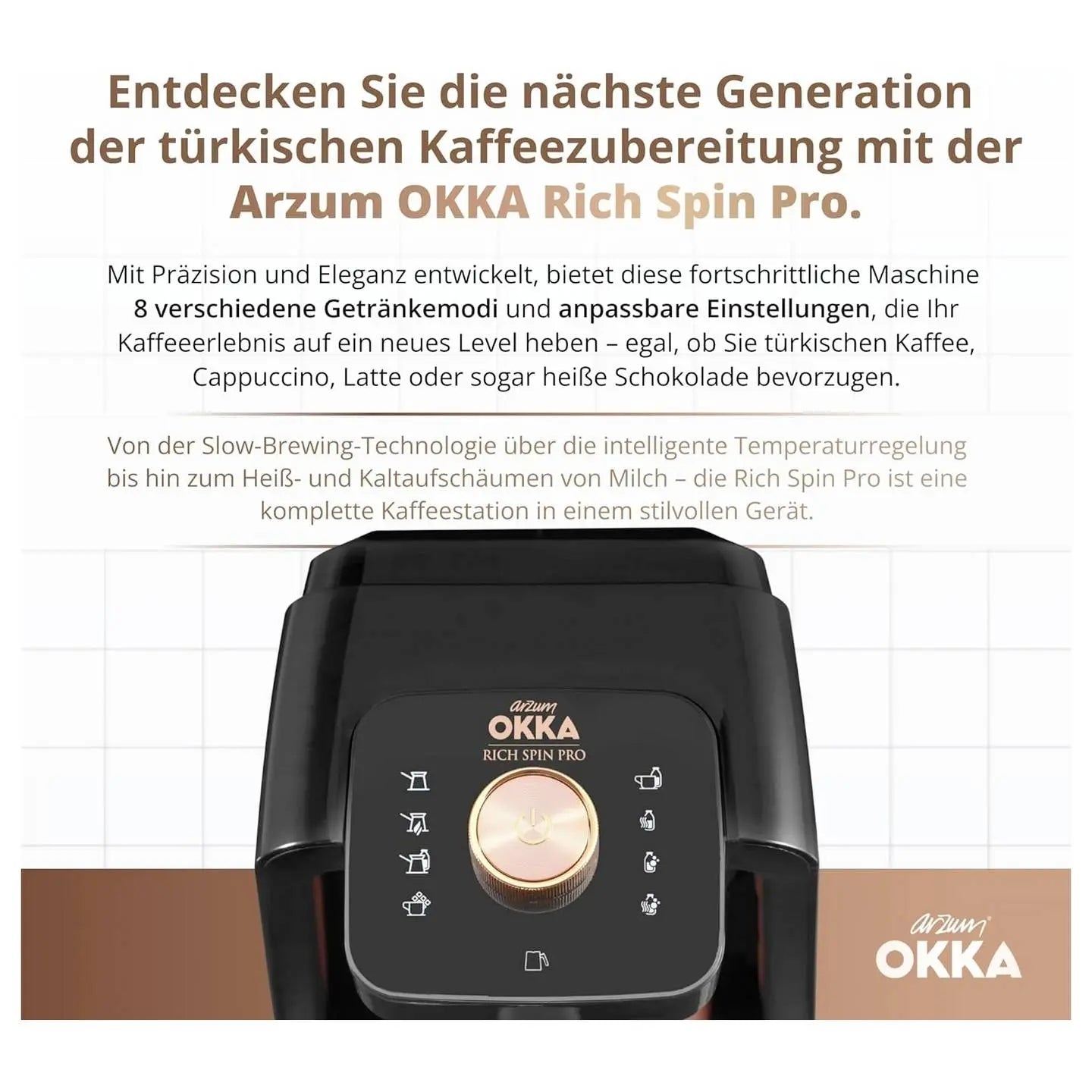B-Ware Arzum Kaffeemaschine Mokkakocher Espressokanne Milchaufschäumer Bronze 5 Tas603 - 8693184916643