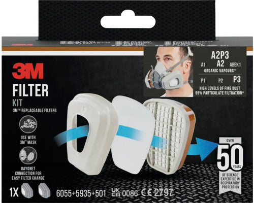 3M Pestizid-Filterkit für Atemschutzmasken 6003BC1 Schutz vor Dämpfen 2 Stück - 5902658117367
