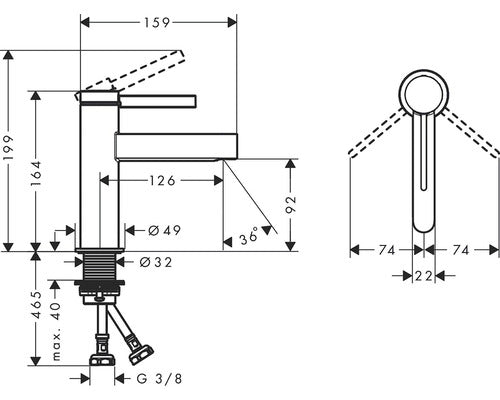 Hansgrohe Waschtischarmatur FINORIS Armatur Einhebelmischer chrom Push-Open - 4059625336083