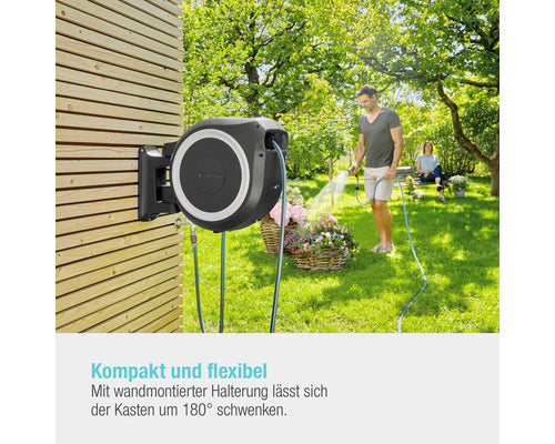 GARDENA Wand-Schlauchbox RollUp XL 35m Gartenbewässerung Schlauchbox grau - 4078500052078