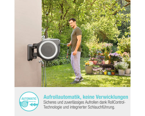 GARDENA Wand-Schlauchbox RollUp XL 35m Gartenbewässerung Schlauchbox grau - 4078500052078