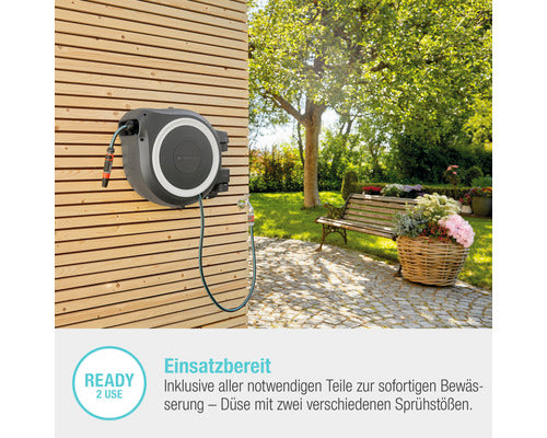 GARDENA Wand-Schlauchbox RollUp XL 35m Gartenbewässerung Schlauchbox grau - 4078500052078