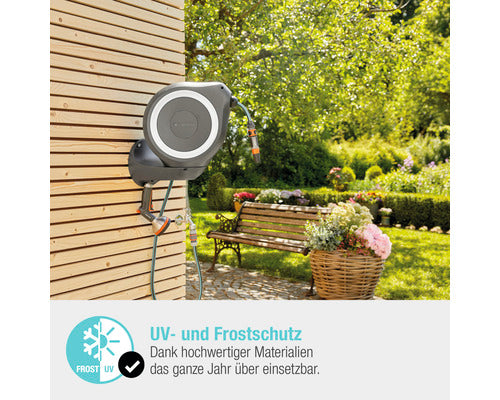 Gardena Wandschlauchbox RollUp M 20m Schlauch 180° schwenkbar RollControl grau - 4078500051989