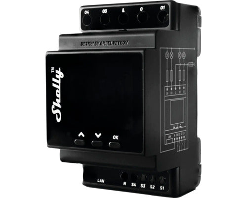 Shelly Pro 4PM Hutschienenrelais 4-Kanal WLAN LAN Bluetooth Heizkörper 40A - 3800235268049
