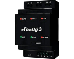 B-Ware Shelly Pro 3 Relais 48A 3 Phasen WLAN LAN Bluetooth Schwarz IP20 Innenbereich