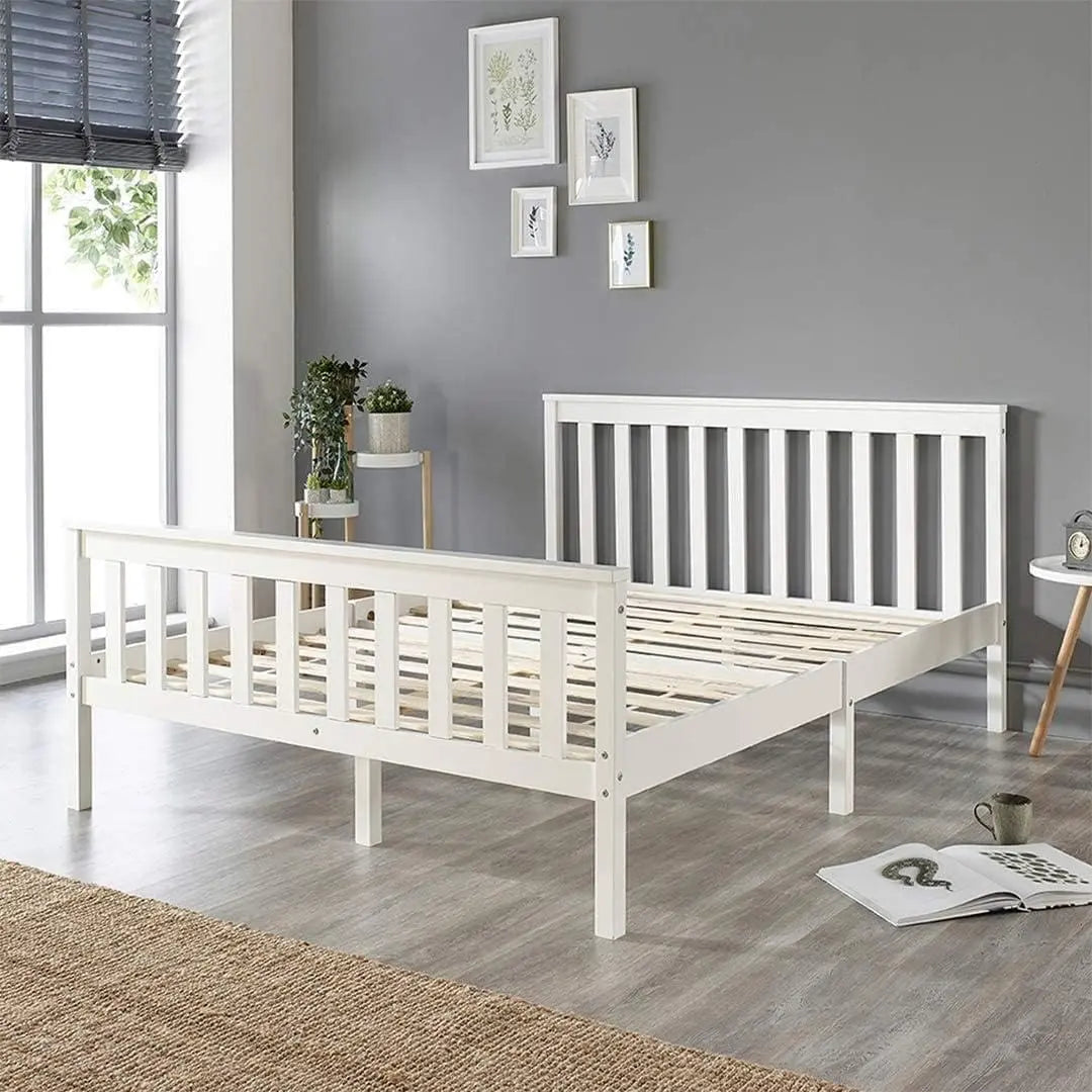 B-Ware Aspire Beds Holzbett Bettgestell Weiß Massivholz Kiefer Shaker Kopfteil Bett - 5057632196477