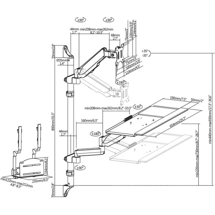 Digitus Da 90372 1fach Monitor Wandhalterung Pc Halterung Wandarbeitsplatz B-Ware - 4016032457442