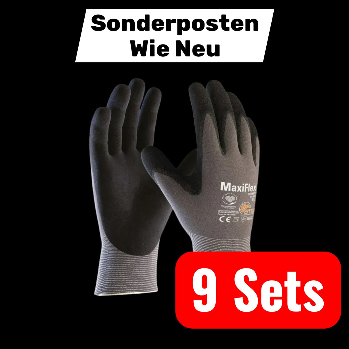 ATG Handschuhe Schutzhandschuhe Arbeitshandschuhe grau schwarz Nitril Gr 8 9 SET - 4792249874080