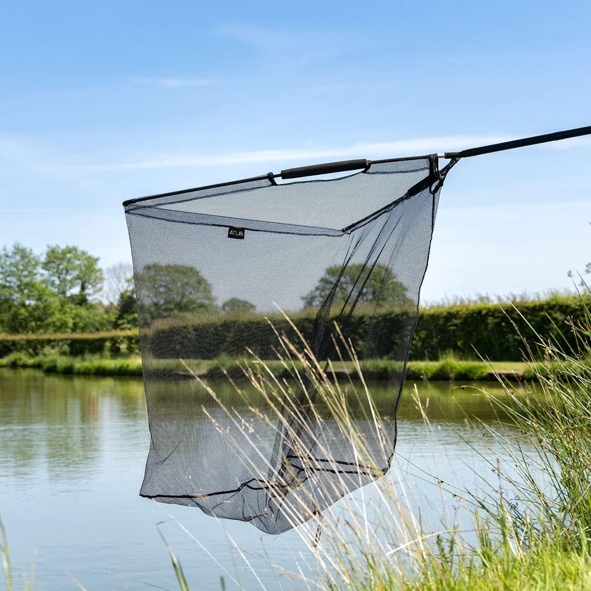 ATLAS Kescher 107cm Karpfenkescher Carbon 2-teilig schwimmend Angeln Angelsport - 1