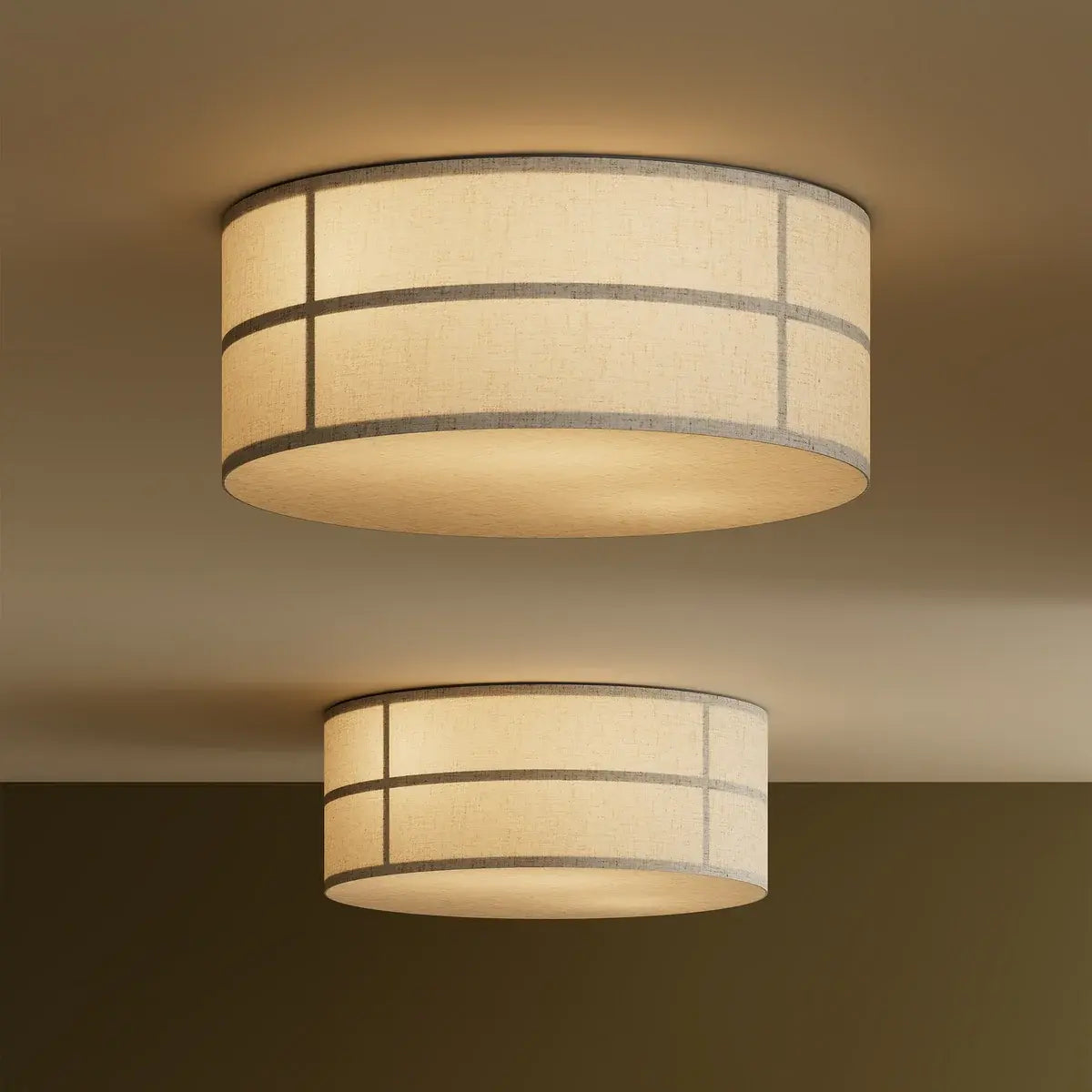 B-Ware Audo Deckenleuchte Deckenlampe Hashira Naturfarben Leinen Beige Rund ø 50 Cm - 5709262256372